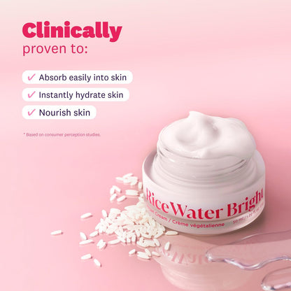 The Face Shop Rice Water Bright Vegan Cream – Instant Moisturization, Quick-Absorbing, Brightening Face Moisturizer with Rice Water, Niacinamide & Hyaluronic Acid - Korean Skin Care Avelisse