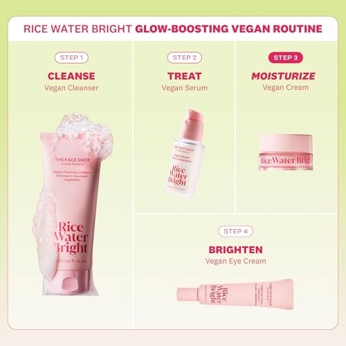 The Face Shop Rice Water Bright Vegan Cream – Instant Moisturization, Quick-Absorbing, Brightening Face Moisturizer with Rice Water, Niacinamide & Hyaluronic Acid - Korean Skin Care Avelisse