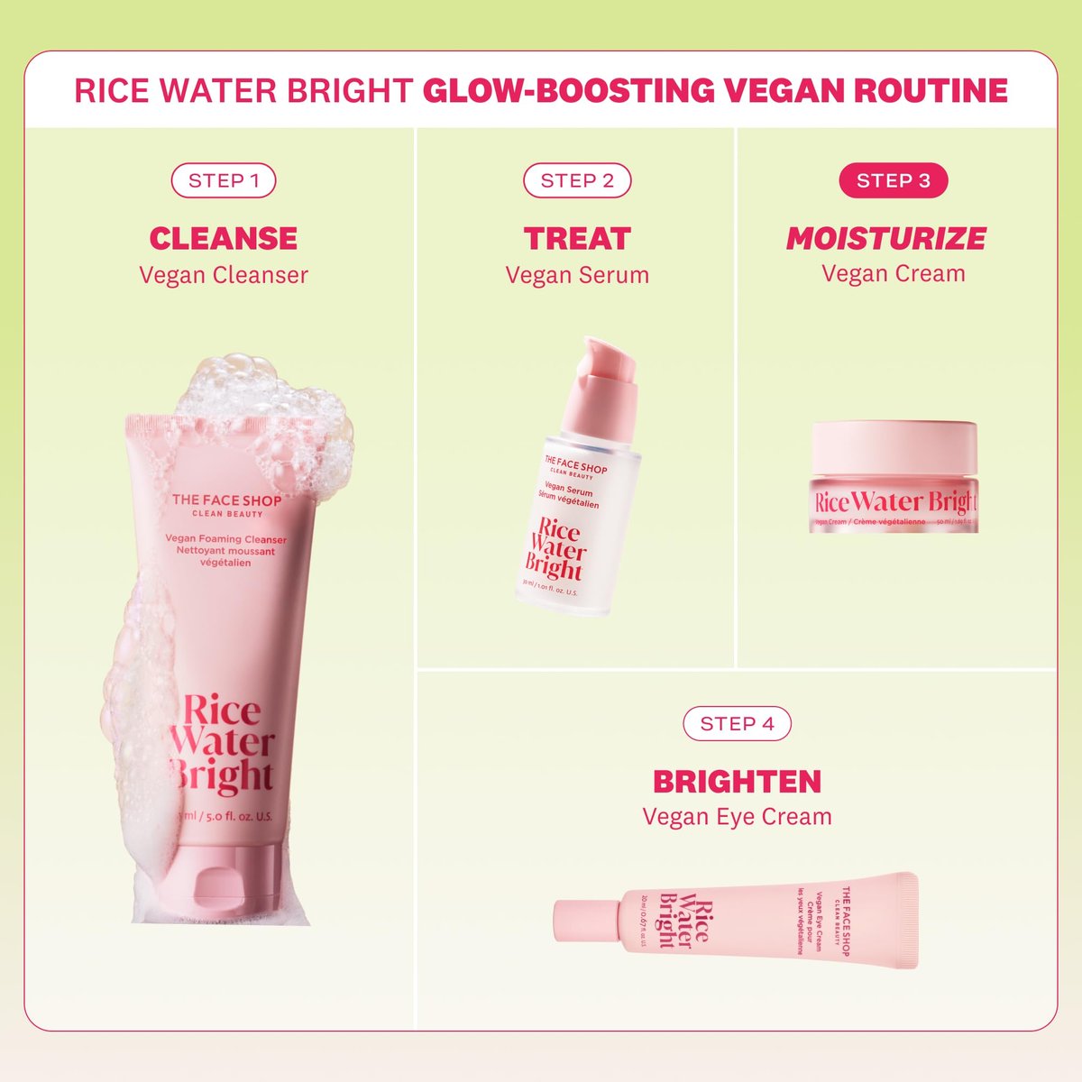 The Face Shop Rice Water Bright Vegan Cream – Instant Moisturization, Quick-Absorbing, Brightening Face Moisturizer with Rice Water, Niacinamide & Hyaluronic Acid - Korean Skin Care Avelisse