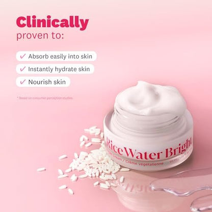 The Face Shop Rice Water Bright Vegan Cream – Instant Moisturization, Quick-Absorbing, Brightening Face Moisturizer with Rice Water, Niacinamide & Hyaluronic Acid - Korean Skin Care Avelisse