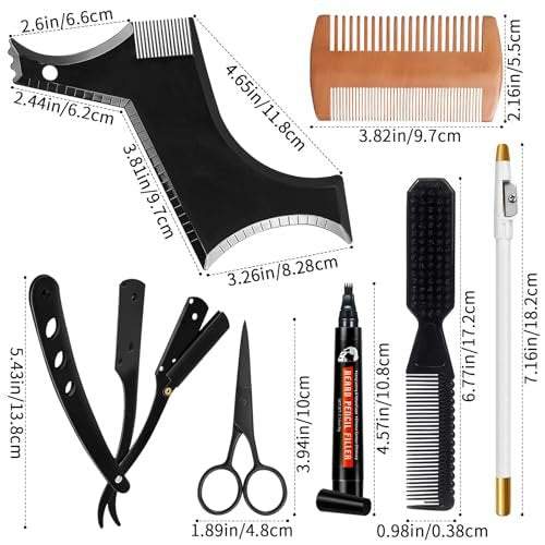 Beard Shaper for Men – Complete Beard Shaping Tool Kit with Straightener, Template Guide, Razor, Comb, Scissors, and Barber Pencil Avelisse