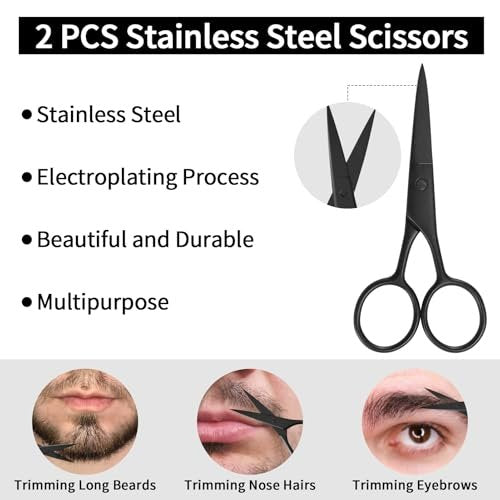 Beard Shaper for Men – Complete Beard Shaping Tool Kit with Straightener, Template Guide, Razor, Comb, Scissors, and Barber Pencil Avelisse