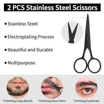 Beard Shaper for Men – Complete Beard Shaping Tool Kit with Straightener, Template Guide, Razor, Comb, Scissors, and Barber Pencil Avelisse