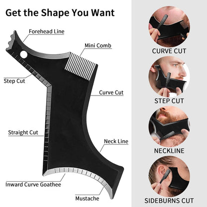 Beard Shaper for Men – Complete Beard Shaping Tool Kit with Straightener, Template Guide, Razor, Comb, Scissors, and Barber Pencil Avelisse
