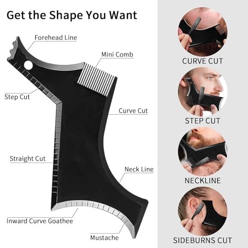 Beard Shaper for Men – Complete Beard Shaping Tool Kit with Straightener, Template Guide, Razor, Comb, Scissors, and Barber Pencil Avelisse