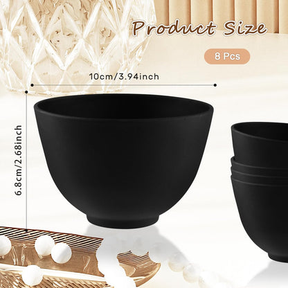 8 Pcs Silicone Facial Mask Mixing Bowl Set - Black, 10x6.8cm, DIY Skin Care Avelisse