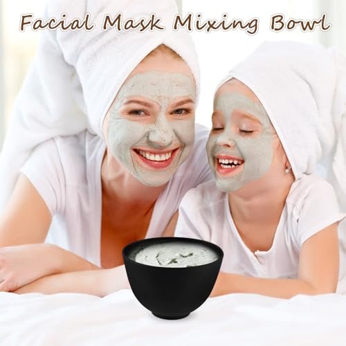 8 Pcs Silicone Facial Mask Mixing Bowl Set - Black, 10x6.8cm, DIY Skin Care Avelisse