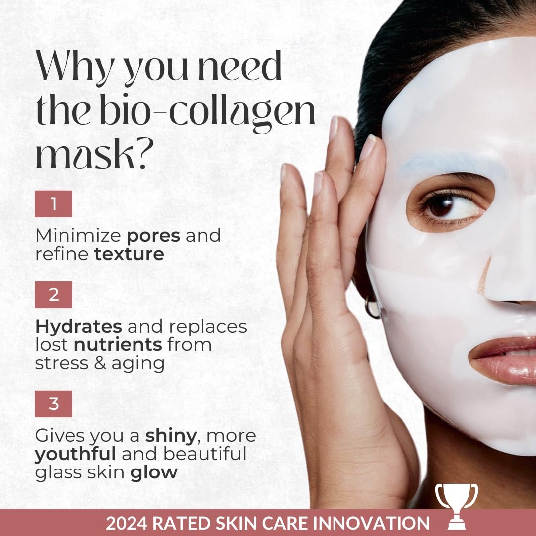 COCOBEAUTY Collagen Sheet Mask – Hydrating Korean Face Mask for Fine Lines & Anti-Aging, Deep Moisture, Radiant Skin Boost, Bio-Collagen Facial Masks (4 Pack) - görsel 7