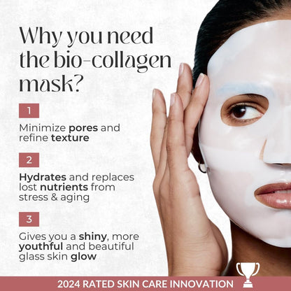 COCOBEAUTY Collagen Sheet Mask – Hydrating Korean Face Mask for Fine Lines & Anti-Aging, Deep Moisture, Radiant Skin Boost, Bio-Collagen Facial Masks (4 Pack)
