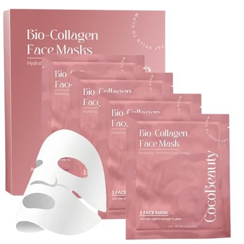 COCOBEAUTY Collagen Sheet Mask – Hydrating Korean Face Mask for Fine Lines & Anti-Aging, Deep Moisture, Radiant Skin Boost, Bio-Collagen Facial Masks (4 Pack) - görsel 2