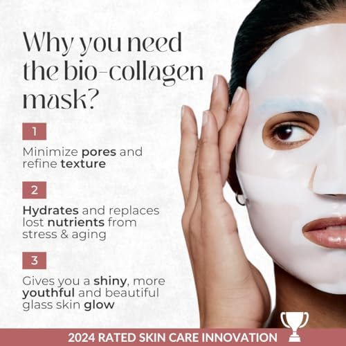 COCOBEAUTY Collagen Sheet Mask – Hydrating Korean Face Mask for Fine Lines & Anti-Aging, Deep Moisture, Radiant Skin Boost, Bio-Collagen Facial Masks (4 Pack) - görsel 8