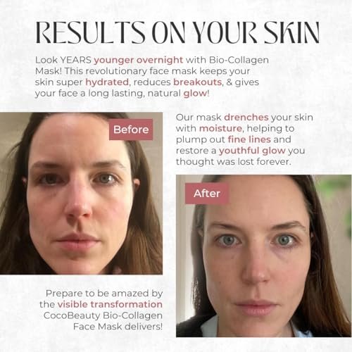 COCOBEAUTY Collagen Sheet Mask – Hydrating Korean Face Mask for Fine Lines & Anti-Aging, Deep Moisture, Radiant Skin Boost, Bio-Collagen Facial Masks (4 Pack) - görsel 16
