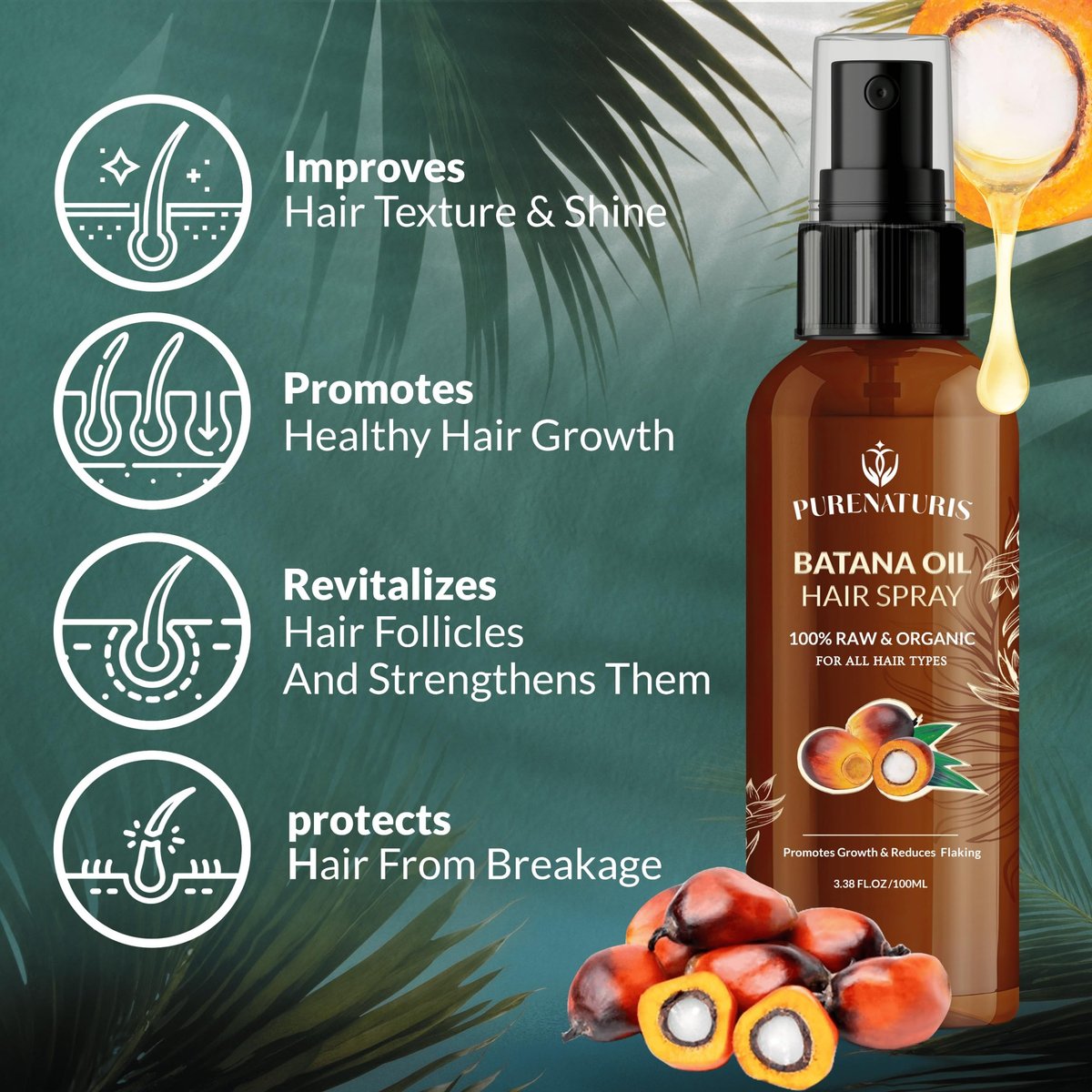100% Natural Raw Organic Batana Oil Complete Hair Growth & Repair System Kit – Sulfate-Free Shampoo, Conditioner, Hair Mask & Leave-In Spray for Thickness & Anti-Hair Loss for Men Women Avelisse