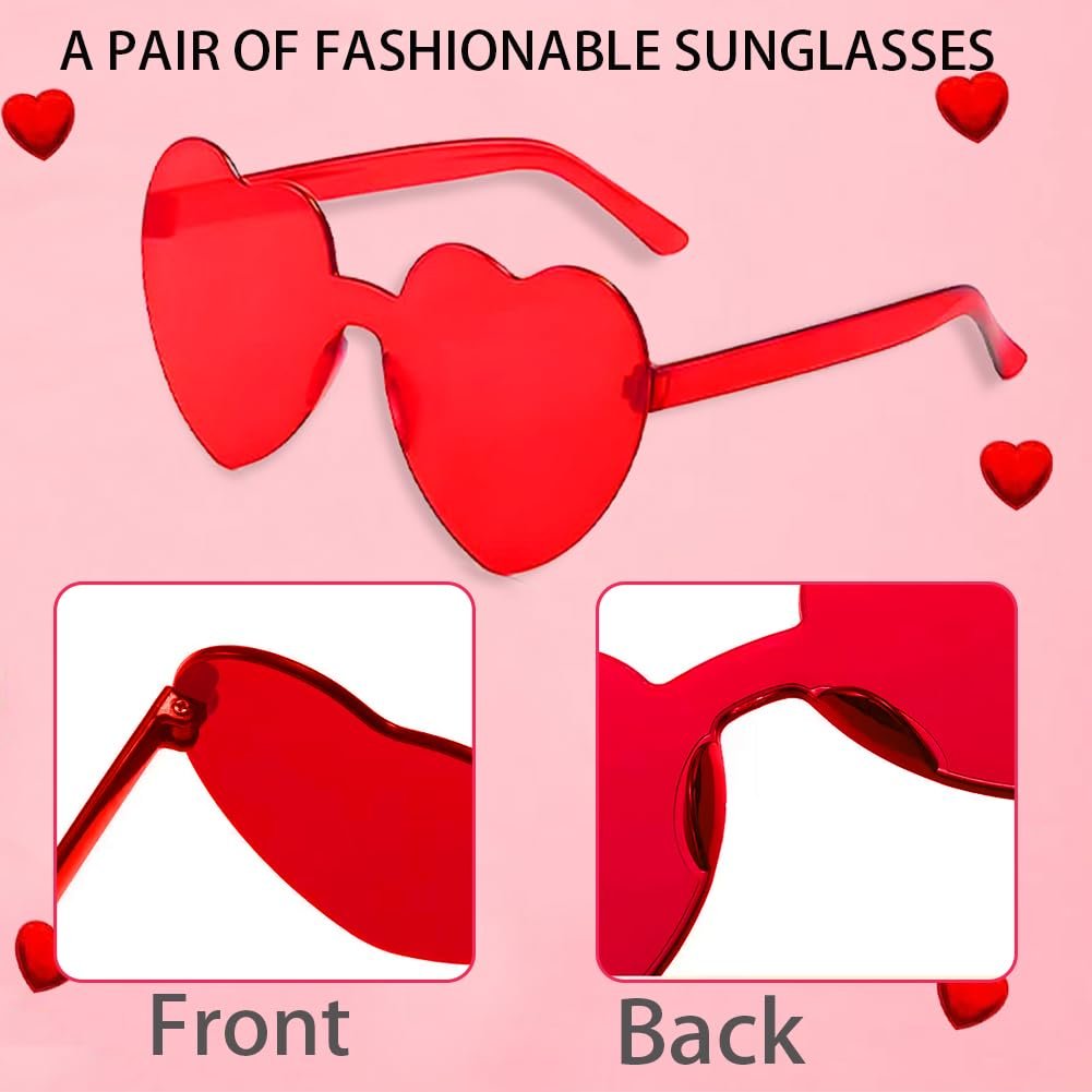 RUPOFUZA Red Heart Shaped Glasses and Headband Set - Romantic Valentine's Day Accessories for Women - görsel 9