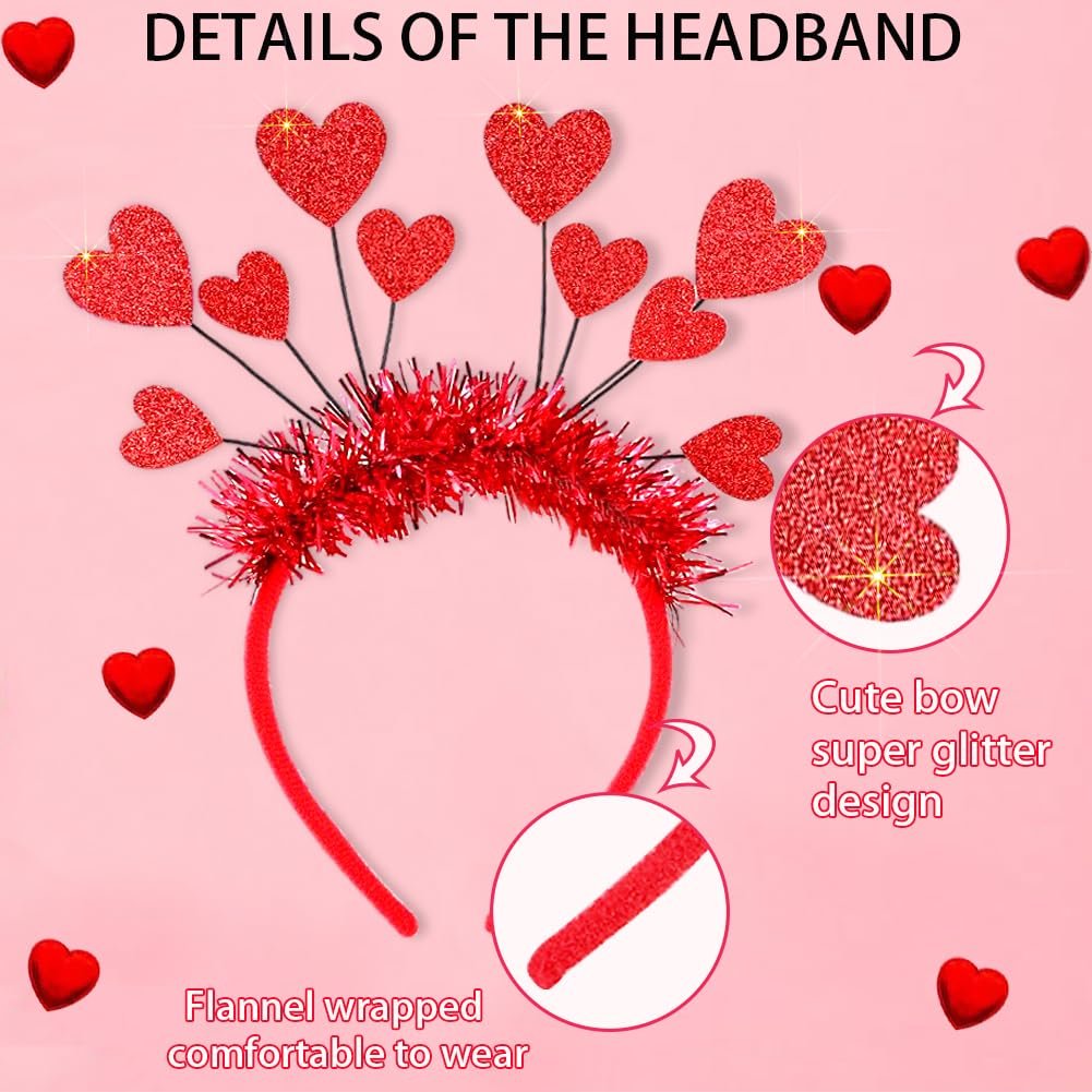 RUPOFUZA Red Heart Shaped Glasses and Headband Set - Romantic Valentine's Day Accessories for Women - görsel 7