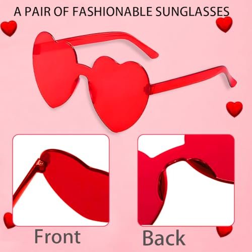 RUPOFUZA Red Heart Shaped Glasses and Headband Set - Romantic Valentine's Day Accessories for Women - görsel 10