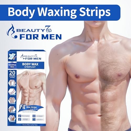 Beauty7 Men Wax Strips for Body - Ready to Use Waxing Strips, Facial Hair Removal Wax, Legs Arms Chest At Home Waxing Kit (20 Waxing Strips + 4 Calming Oil Wipes) - görsel 4