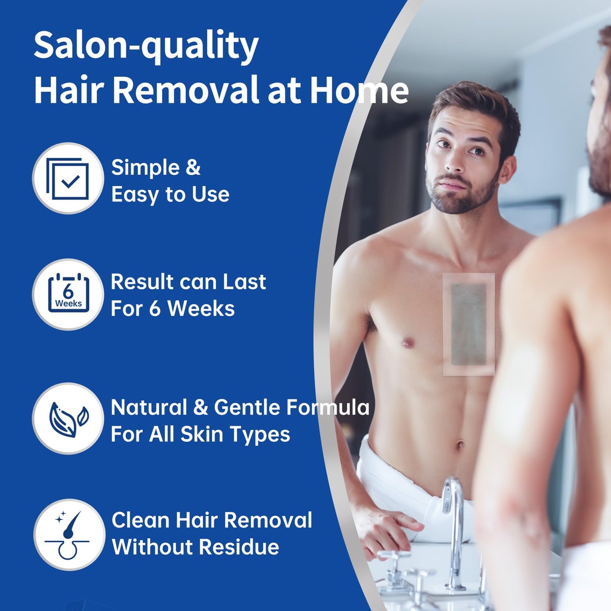 Beauty7 Men Wax Strips for Body - Ready to Use Waxing Strips, Facial Hair Removal Wax, Legs Arms Chest At Home Waxing Kit (20 Waxing Strips + 4 Calming Oil Wipes) - görsel 13