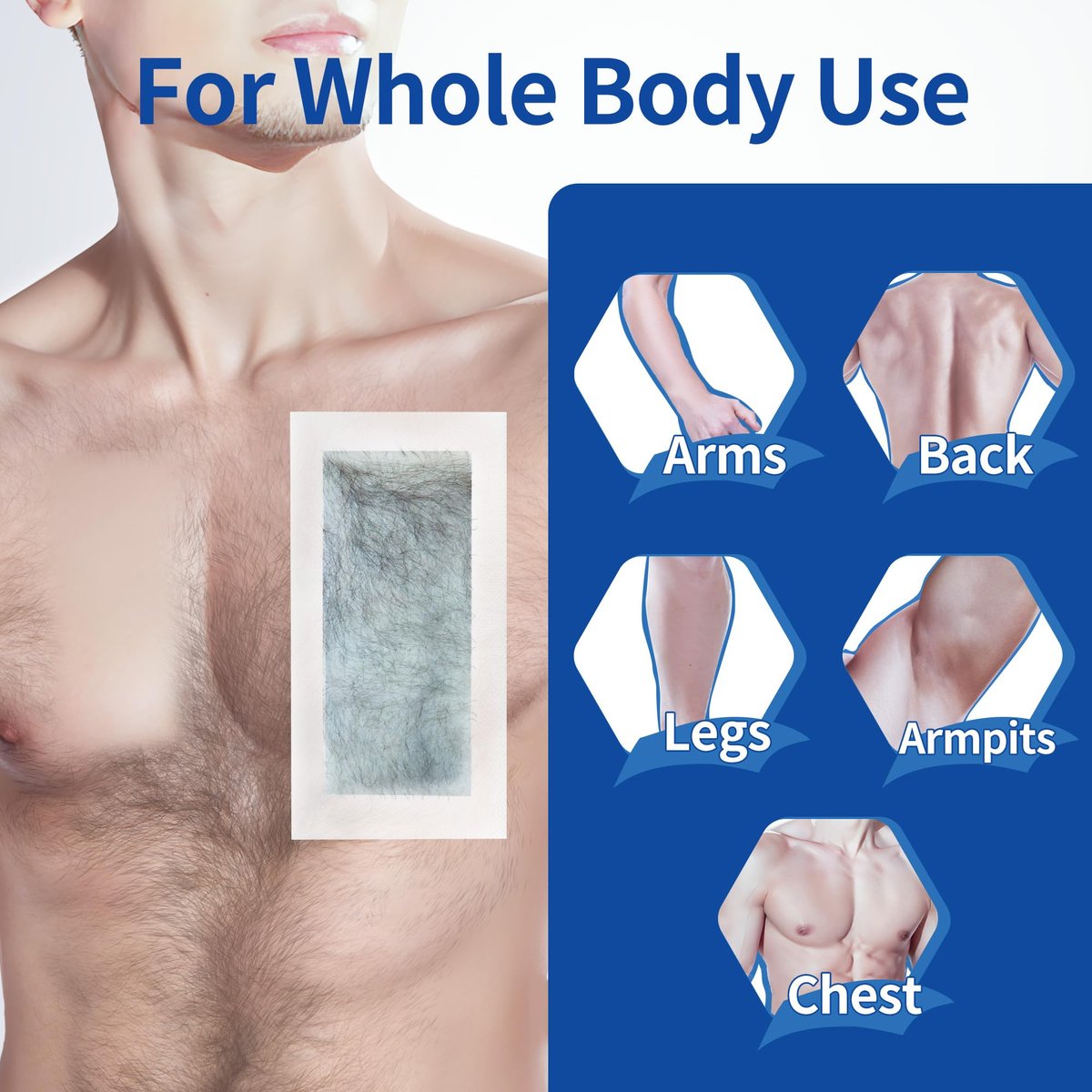 Beauty7 Men Wax Strips for Body - Ready to Use Waxing Strips, Facial Hair Removal Wax, Legs Arms Chest At Home Waxing Kit (20 Waxing Strips + 4 Calming Oil Wipes) - görsel 9
