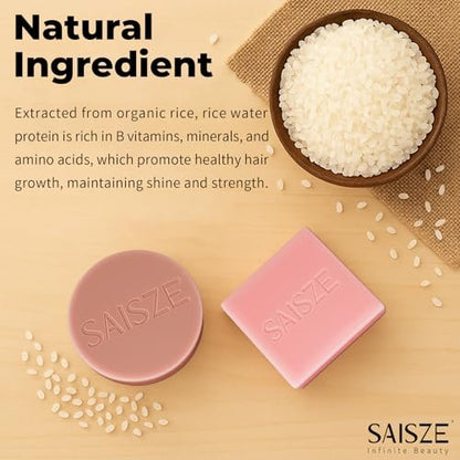SAISZE Rice Water Shampoo Bar and Conditioner Set for Hair Soft and Strengthening, 2 Bars