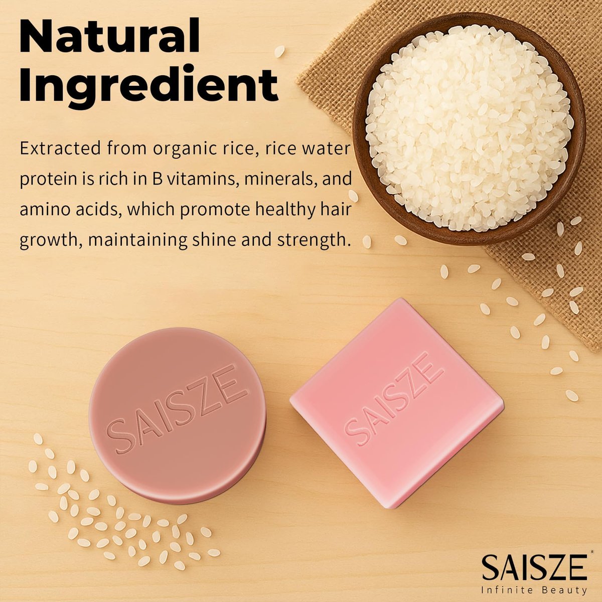 SAISZE Rice Water Shampoo Bar and Conditioner Set for Hair Soft and Strengthening, 2 Bars - görsel 5