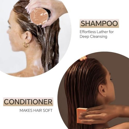 SAISZE Rice Water Shampoo Bar and Conditioner Set for Hair Soft and Strengthening, 2 Bars