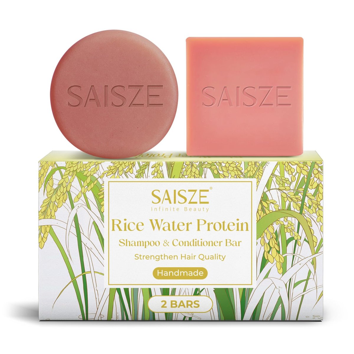 SAISZE Rice Water Shampoo Bar and Conditioner Set for Hair Soft and Strengthening, 2 Bars - görsel 1