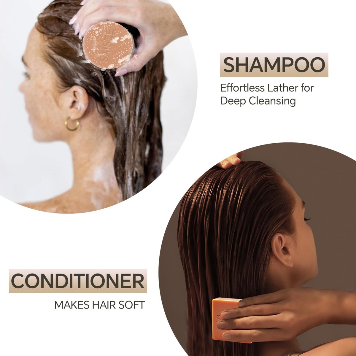 SAISZE Rice Water Shampoo Bar and Conditioner Set for Hair Soft and Strengthening, 2 Bars - görsel 11