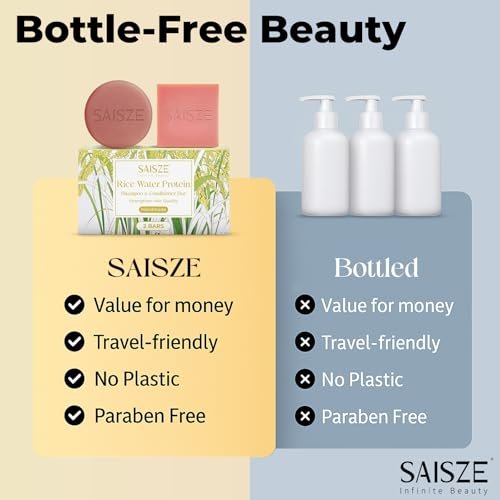 SAISZE Rice Water Shampoo Bar and Conditioner Set for Hair Soft and Strengthening, 2 Bars - görsel 10