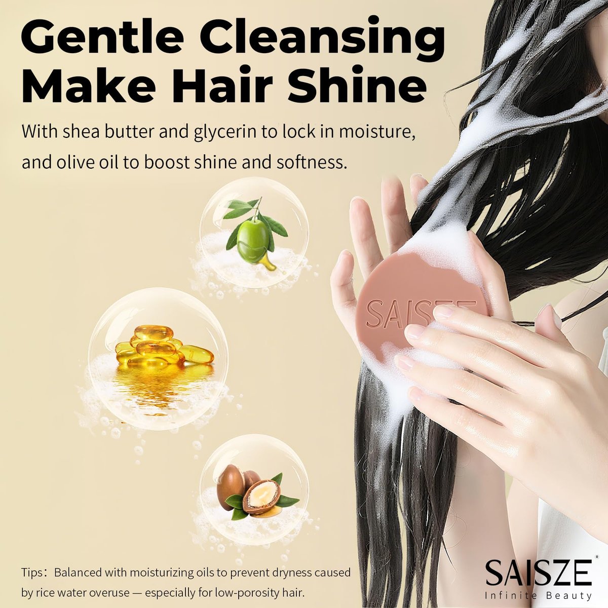 SAISZE Rice Water Shampoo Bar and Conditioner Set for Hair Soft and Strengthening, 2 Bars - görsel 7