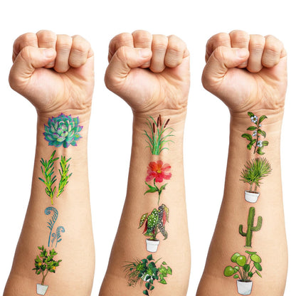 96 PCS Plants Save The Earth Day Pre-Cut Temporary Tattoos - Eco-Friendly Birthday Party Favors for Kids, Classroom, School Games