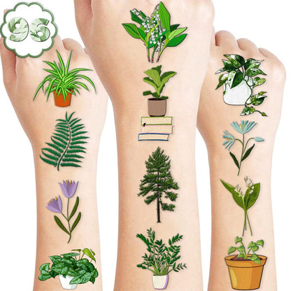 96 PCS Plants Save The Earth Day Pre-Cut Temporary Tattoos - Eco-Friendly Birthday Party Favors for Kids, Classroom, School Games