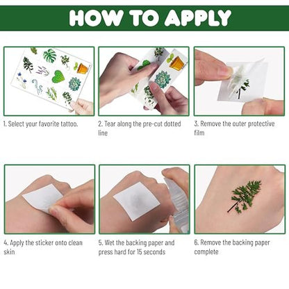 96 PCS Plants Save The Earth Day Pre-Cut Temporary Tattoos - Eco-Friendly Birthday Party Favors for Kids, Classroom, School Games