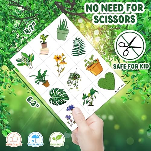 96 PCS Plants Save The Earth Day Pre-Cut Temporary Tattoos - Eco-Friendly Birthday Party Favors for Kids, Classroom, School Games - görsel 8