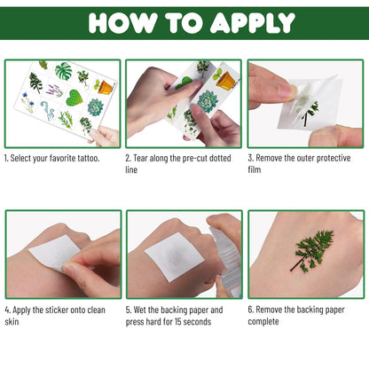 96 PCS Plants Save The Earth Day Pre-Cut Temporary Tattoos - Eco-Friendly Birthday Party Favors for Kids, Classroom, School Games