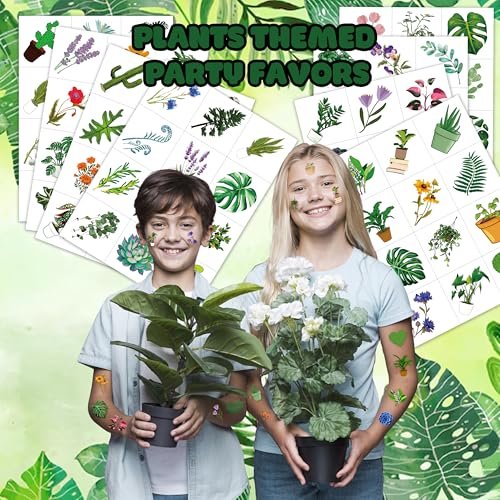 96 PCS Plants Save The Earth Day Pre-Cut Temporary Tattoos - Eco-Friendly Birthday Party Favors for Kids, Classroom, School Games - görsel 4