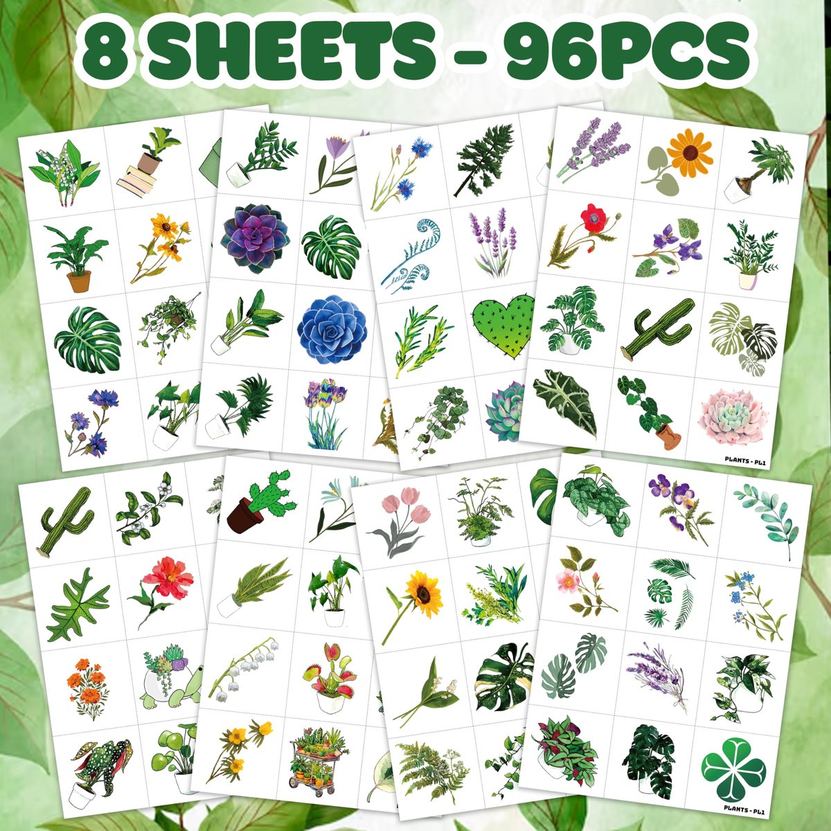 96 PCS Plants Save The Earth Day Pre-Cut Temporary Tattoos - Eco-Friendly Birthday Party Favors for Kids, Classroom, School Games - görsel 5