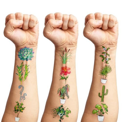 96 PCS Plants Save The Earth Day Pre-Cut Temporary Tattoos - Eco-Friendly Birthday Party Favors for Kids, Classroom, School Games