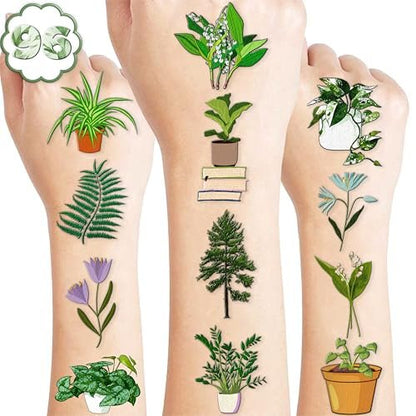96 PCS Plants Save The Earth Day Pre-Cut Temporary Tattoos - Eco-Friendly Birthday Party Favors for Kids, Classroom, School Games