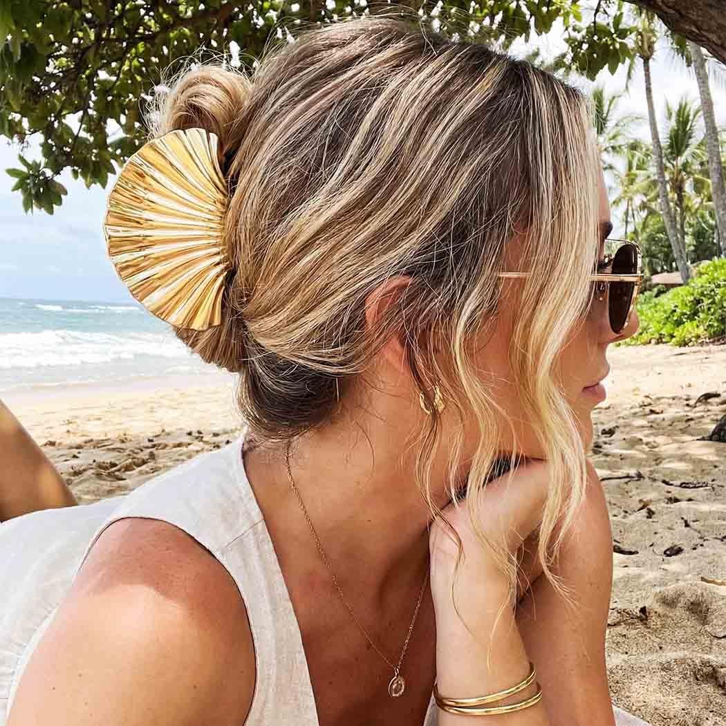 BARTOSI Seashell Claw Clips Gold Hair Clips Beach Hair Accessories for Women and Girls (Pack of 2) - görsel 9