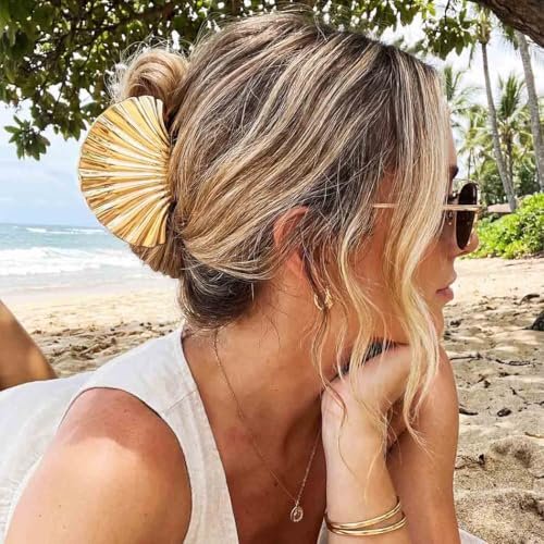 BARTOSI Seashell Claw Clips Gold Hair Clips Beach Hair Accessories for Women and Girls (Pack of 2) - görsel 10