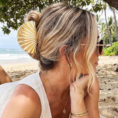 BARTOSI Seashell Claw Clips Gold Hair Clips Beach Hair Accessories for Women and Girls (Pack of 2)