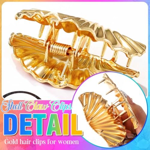 BARTOSI Seashell Claw Clips Gold Hair Clips Beach Hair Accessories for Women and Girls (Pack of 2) - görsel 8