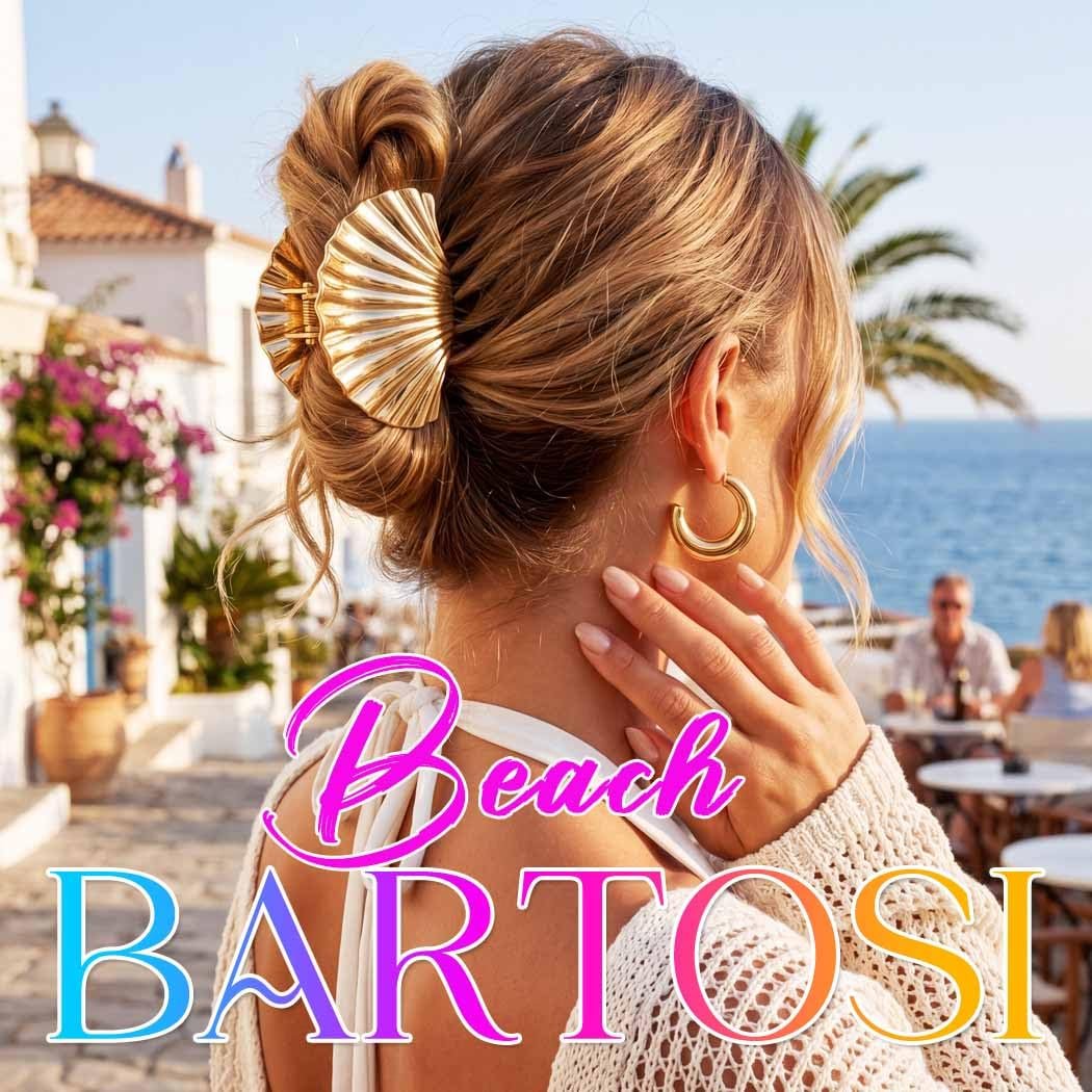 BARTOSI Seashell Claw Clips Gold Hair Clips Beach Hair Accessories for Women and Girls (Pack of 2) - görsel 13