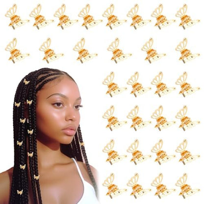 Ouligay 30 Pcs Gold Butterfly Hair Clips for Women – Hollow Butterfly Metal Claw Clips Strong Hold, 3D Gold Jewelry Hair Accessories for Fashion Styling