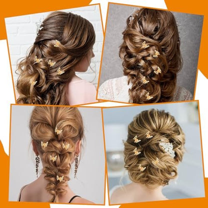 Ouligay 30 Pcs Gold Butterfly Hair Clips for Women – Hollow Butterfly Metal Claw Clips Strong Hold, 3D Gold Jewelry Hair Accessories for Fashion Styling