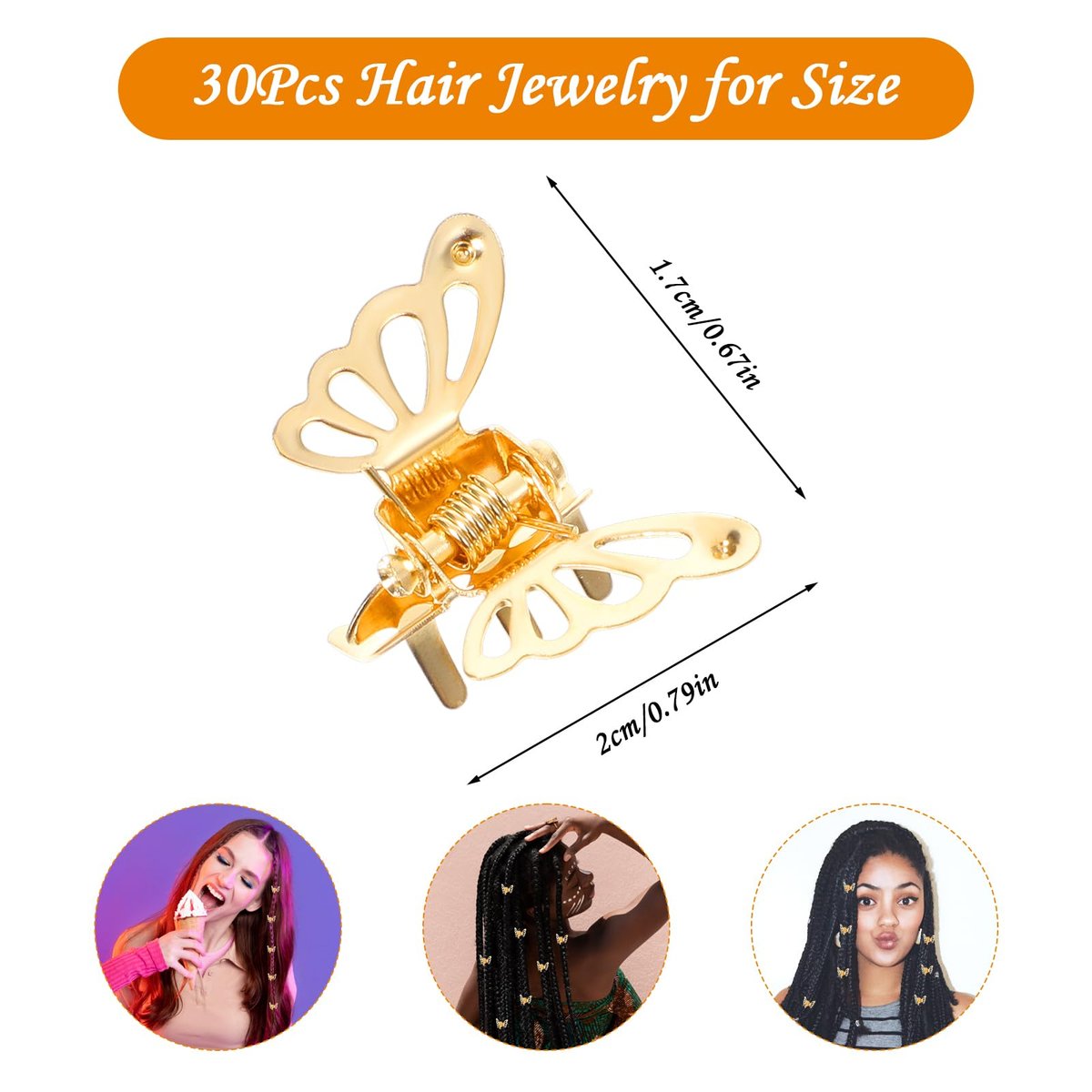 Ouligay 30 Pcs Gold Butterfly Hair Clips for Women – Hollow Butterfly Metal Claw Clips Strong Hold, 3D Gold Jewelry Hair Accessories for Fashion Styling - görsel 9