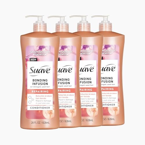 Suave Bonding Infusion Repairing Conditioner, Infused with Bonding Complex, Restorative for Weak or Damaged Hair, 28 oz Pump (Pack of 4) Avelisse
