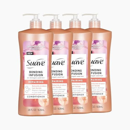 Suave Bonding Infusion Repairing Conditioner, Infused with Bonding Complex, Restorative for Weak or Damaged Hair, 28 oz Pump (Pack of 4) Avelisse
