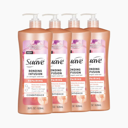 Suave Bonding Infusion Repairing Conditioner, Infused with Bonding Complex, Restorative for Weak or Damaged Hair, 28 oz Pump (Pack of 4) Avelisse